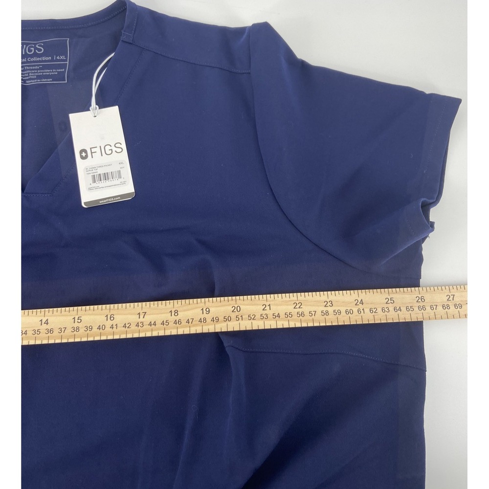Figs Shirt Womens 4XL Navy Casma Scrub Top Three Pocket Short Sleeve Medical - Picture 5 of 8